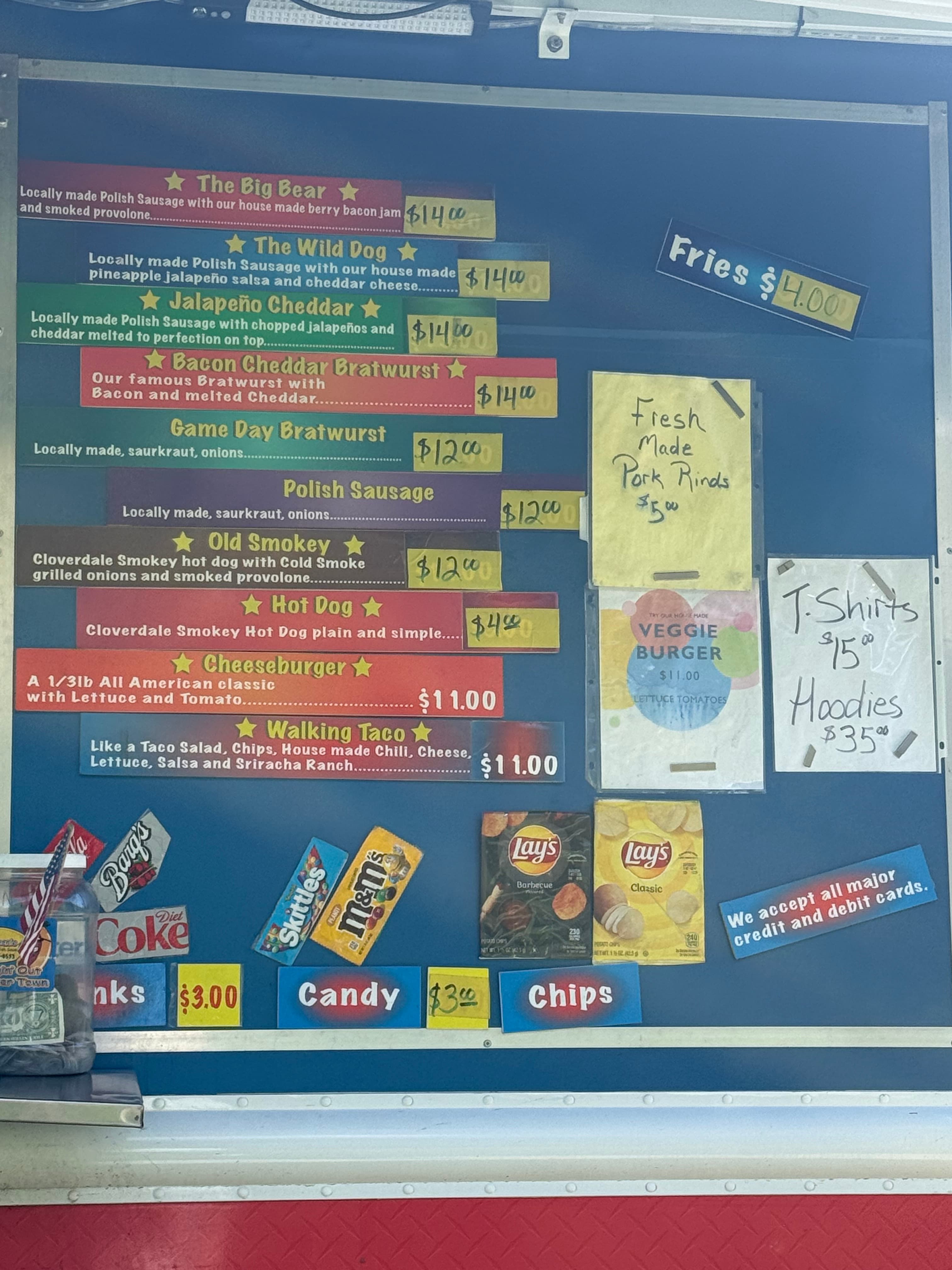 Wild Weenie menu board left side (full menu visible)